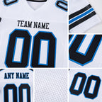 Custom White Black-Panther Blue Mesh Authentic Football Jersey detail