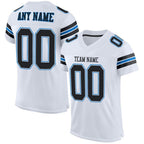 Custom White Black-Panther Blue Mesh Authentic Football Jersey photo 1