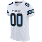 Custom White Black-Panther Blue Mesh Authentic Football Jersey photo 2