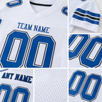 Custom White Royal-Black Mesh Authentic Football Jersey detail