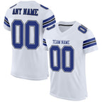 Custom White Royal-Black Mesh Authentic Football Jersey photo 1
