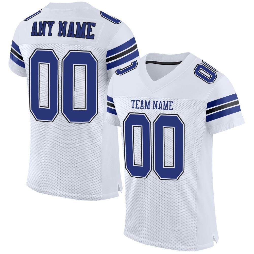 Custom White Royal-Black Mesh Authentic Football Jersey photo 1