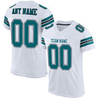 Custom White Teal-Black Mesh Authentic Football Jersey photo 1