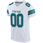 Custom White Teal-Black Mesh Authentic Football Jersey photo 2