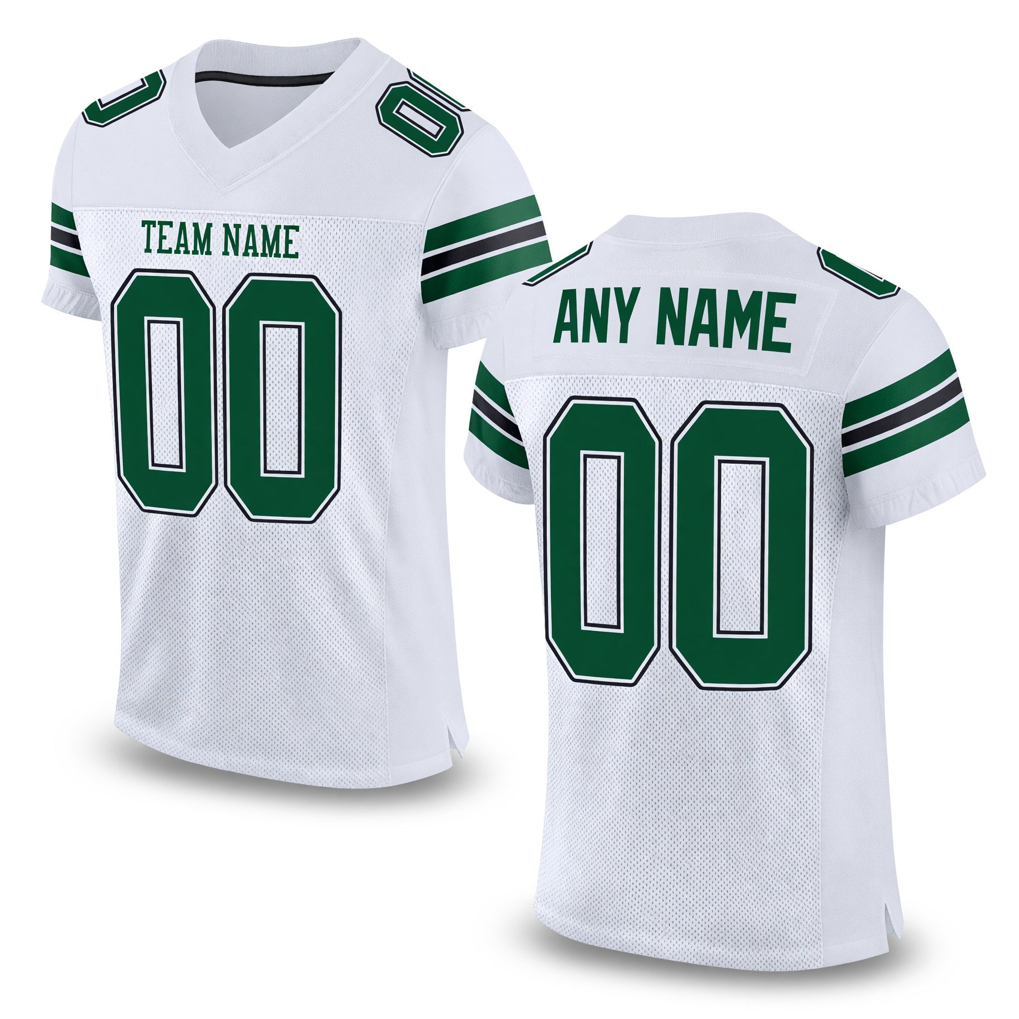 Custom White Grass Green-Black Mesh Authentic Football Jersey