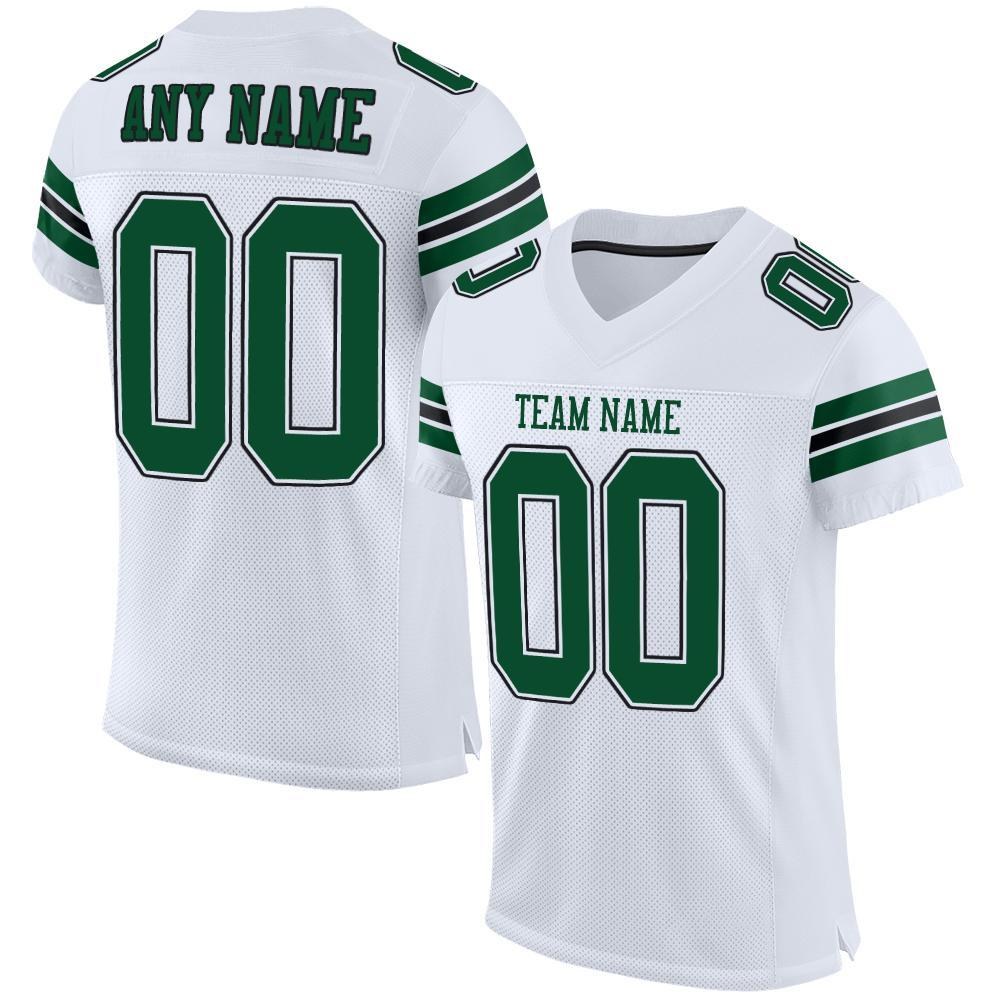 Custom White Grass Green-Black Mesh Authentic Football Jersey photo 1