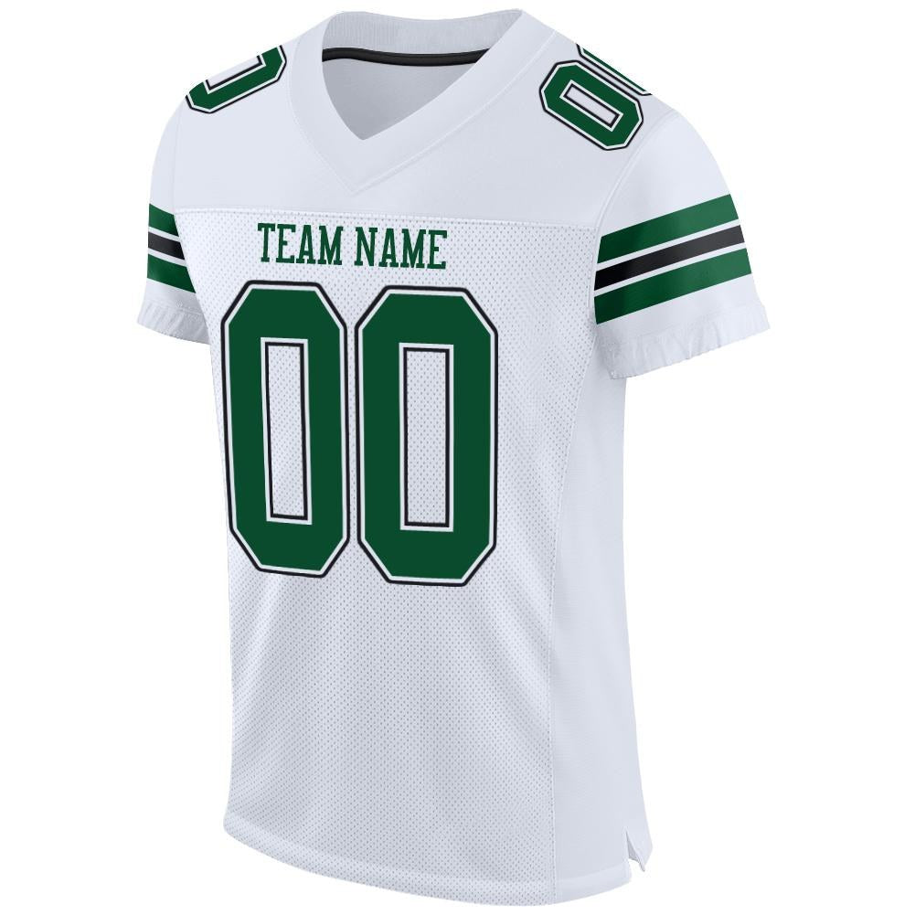 Custom White Grass Green-Black Mesh Authentic Football Jersey photo 2