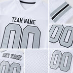 Custom White Silver-Black Mesh Authentic Football Jersey detail
