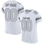 Custom White Silver-Black Mesh Authentic Football Jersey photo 1
