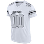 Custom White Silver-Black Mesh Authentic Football Jersey photo 2