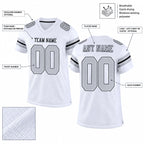 Custom White Mesh Authentic Football Jersey with Silver and Black Lettering Design 0015 customization guide