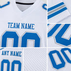 Custom White Panther Blue-Light Gray Mesh Authentic Football Jersey detail