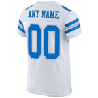 Custom White Panther Blue-Light Gray Mesh Authentic Football Jersey photo 3