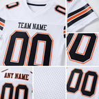 Custom White Black-Orange Mesh Authentic Football Jersey detail