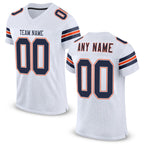 Custom White Navy-Orange Mesh Authentic Football Jersey