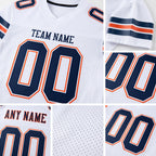 Custom White Navy-Orange Mesh Authentic Football Jersey detail