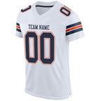 Custom White Navy-Orange Mesh Authentic Football Jersey photo 1