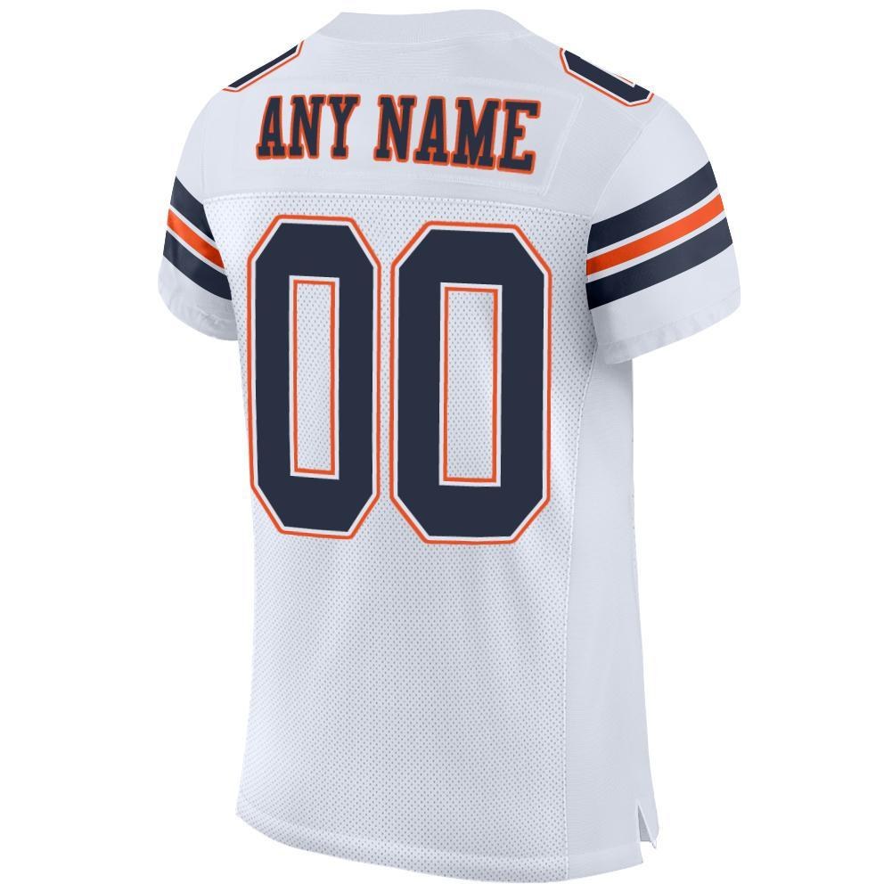 Custom White Navy-Orange Mesh Authentic Football Jersey photo 2