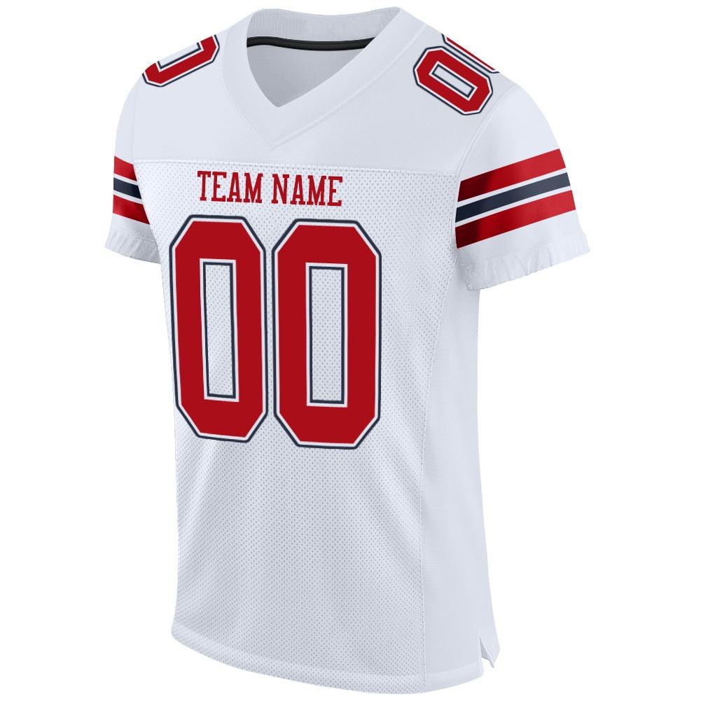 Custom White Red-Navy Mesh Authentic Football Jersey photo 2