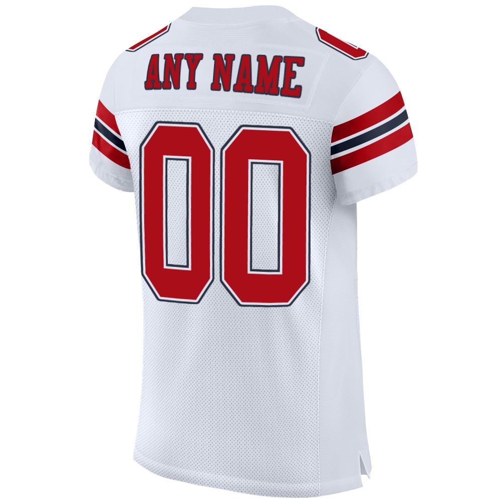 Custom White Red-Navy Mesh Authentic Football Jersey photo 3
