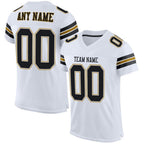 Custom White Black-Old Gold Mesh Authentic Football Jersey photo 1