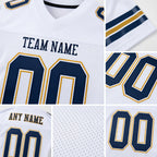 Custom White Navy-Old Gold Mesh Authentic Football Jersey detail