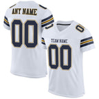 Custom White Navy-Old Gold Mesh Authentic Football Jersey photo 1