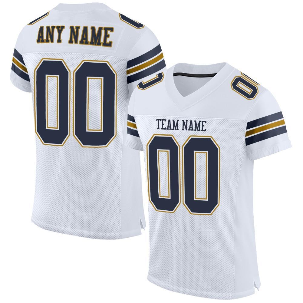 Custom White Navy-Old Gold Mesh Authentic Football Jersey photo 1