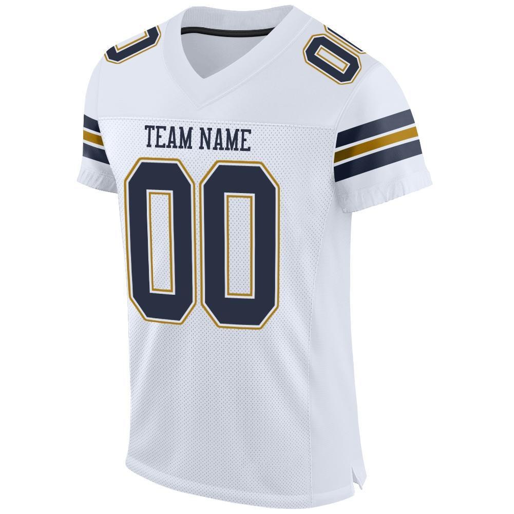 Custom White Navy-Old Gold Mesh Authentic Football Jersey photo 2
