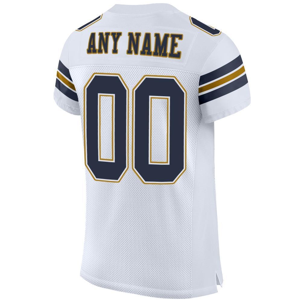 Custom White Navy-Old Gold Mesh Authentic Football Jersey photo 3