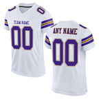 Custom White Purple-Old Gold Mesh Authentic Football Jersey