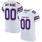 Custom White Purple-Old Gold Mesh Authentic Football Jersey photo 1