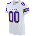 Custom White Purple-Old Gold Mesh Authentic Football Jersey photo 2
