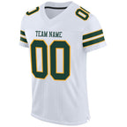 Custom White Green-Gold Mesh Authentic Football Jersey photo 2