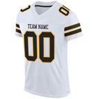 Custom White Black-Gold Mesh Authentic Football Jersey photo 2