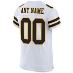 Custom White Black-Gold Mesh Authentic Football Jersey photo 3