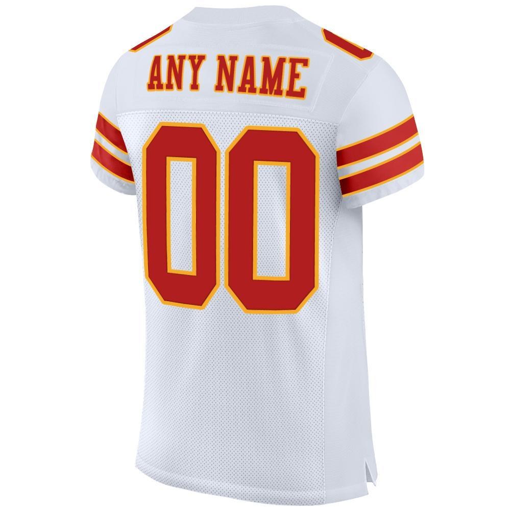 Custom White Scarlet-Gold Mesh Authentic Football Jersey photo 3