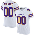 Custom White Purple-Gold Mesh Authentic Football Jersey photo 1