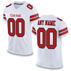 Custom White Scarlet-Black Mesh Authentic Football Jersey