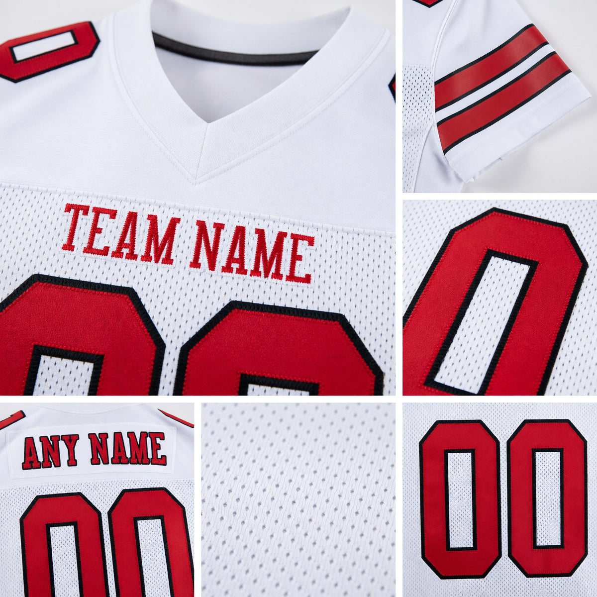 Custom White Scarlet-Black Mesh Authentic Football Jersey detail
