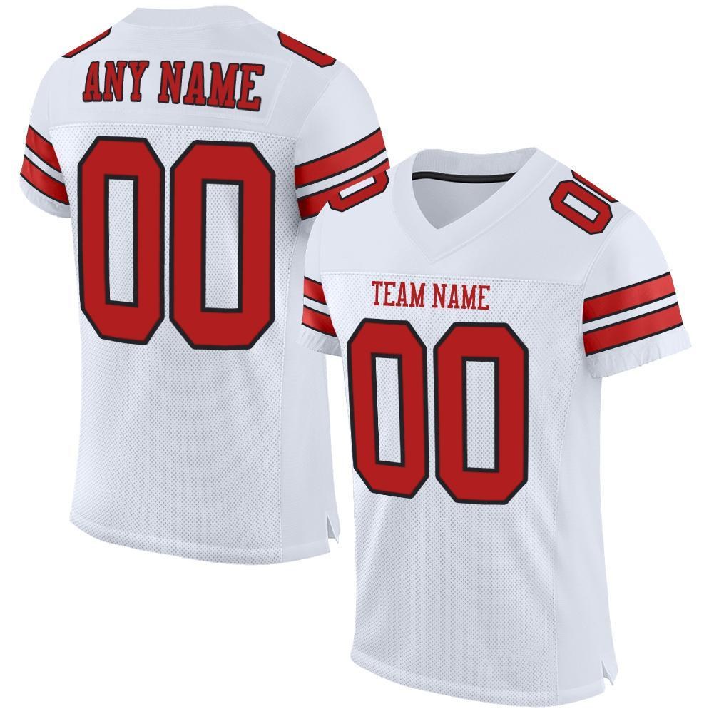 Custom White Scarlet-Black Mesh Authentic Football Jersey photo 1