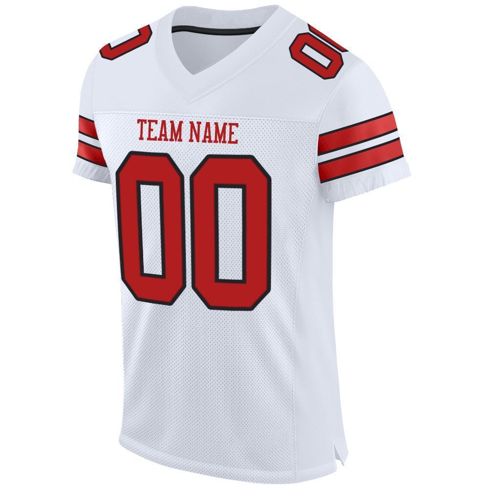 Custom White Scarlet-Black Mesh Authentic Football Jersey photo 2