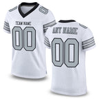 Custom White Silver-Black Mesh Authentic Football Jersey