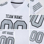Custom White Silver-Black Mesh Authentic Football Jersey detail