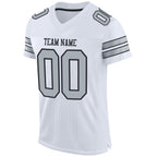 Custom White Silver-Black Mesh Authentic Football Jersey photo 1