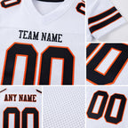 Custom White Black-Orange Mesh Authentic Football Jersey detail