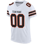 Custom White Black-Orange Mesh Authentic Football Jersey photo 2