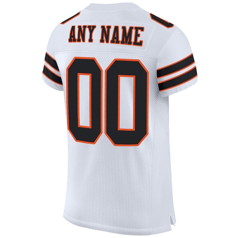 Custom White Black-Orange Mesh Authentic Football Jersey photo 3