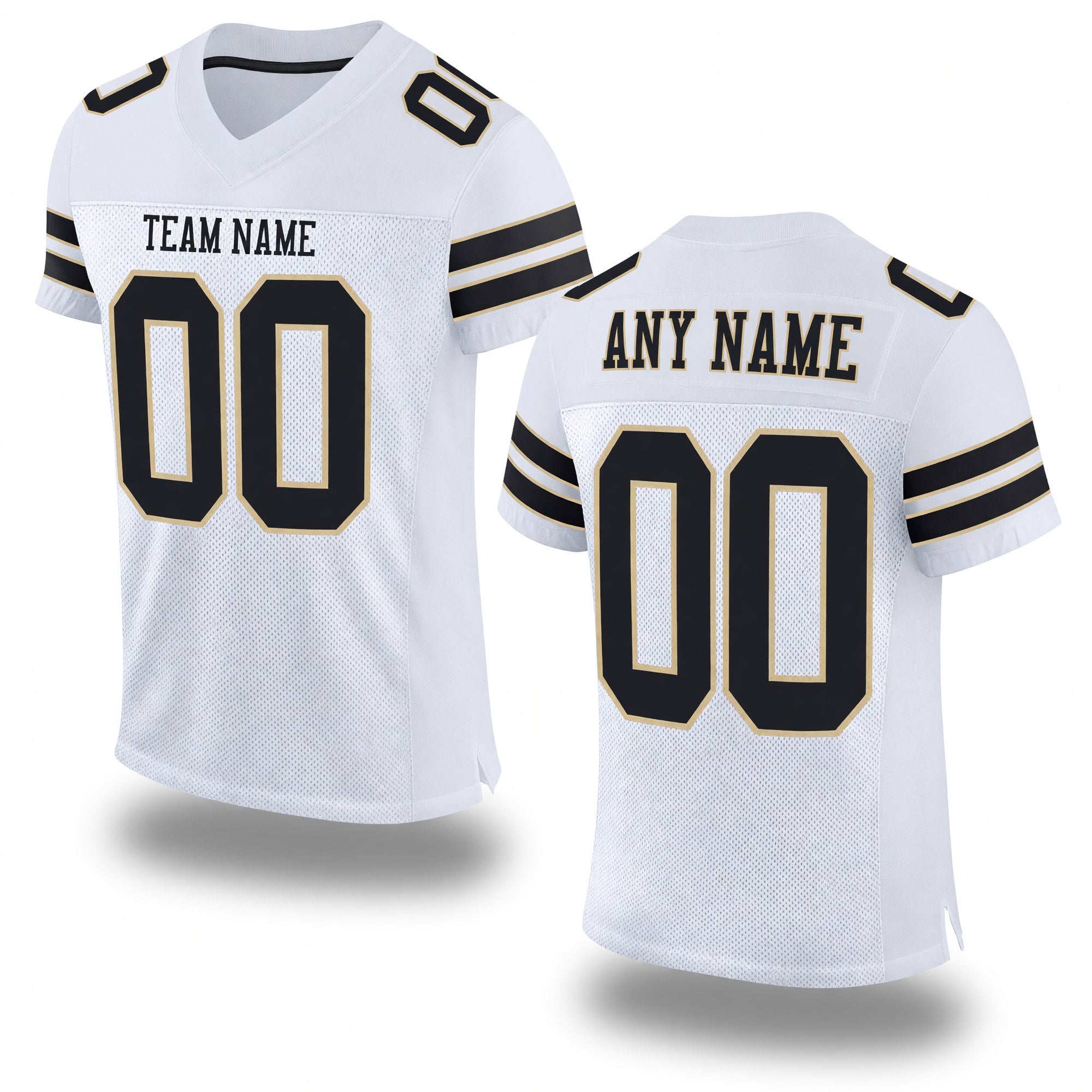 Custom White Black-Vegas Gold Mesh Authentic Football Jersey