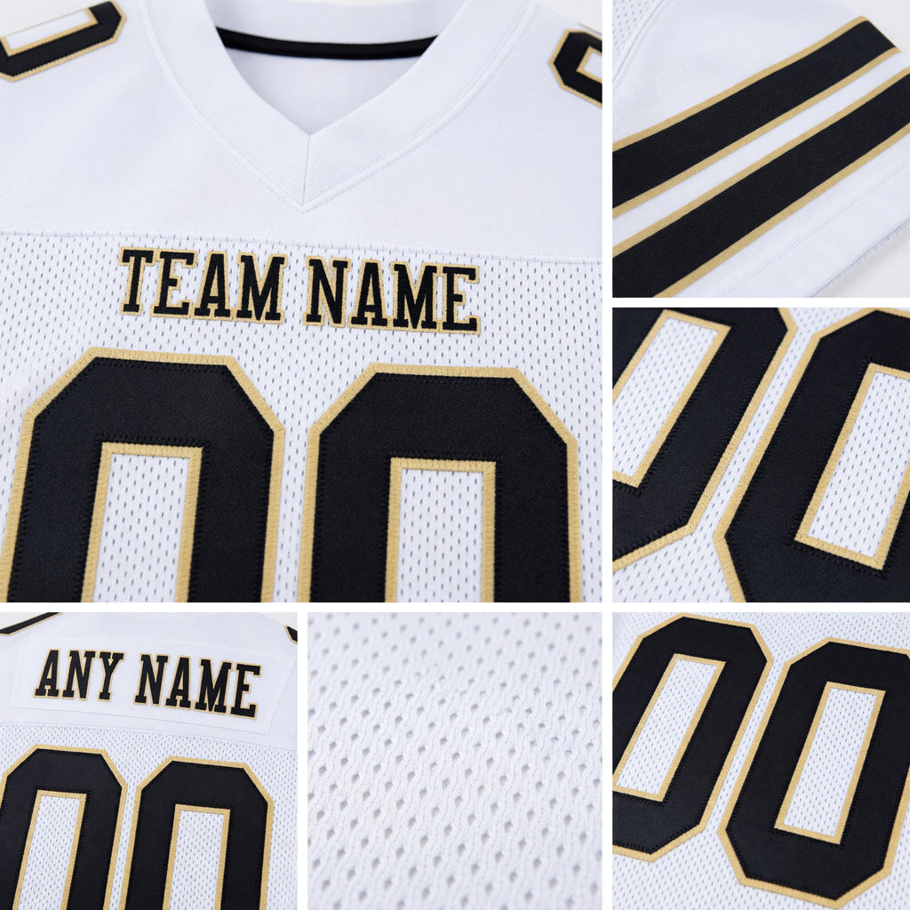 Custom White Black-Vegas Gold Mesh Authentic Football Jersey detail